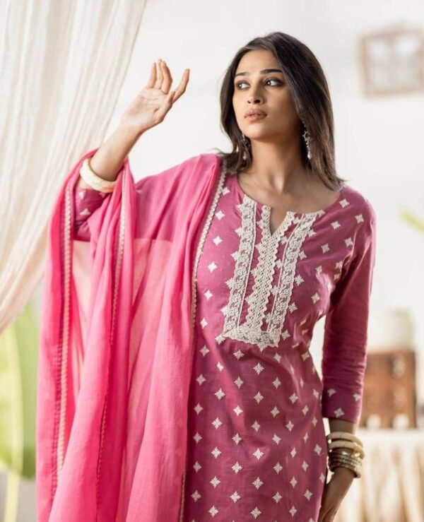 Dark Pink Office Wear Stitched Suit