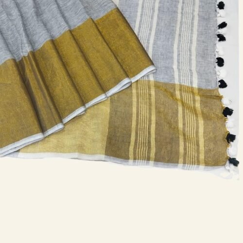 Gray Pure Linen Saree Gray Pure Linen Saree