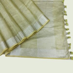 Lemon Pure Linen Saree