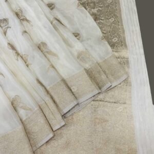 Off White Crepe Silk Saree