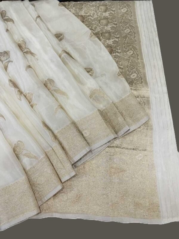 Off White Crepe Silk Saree