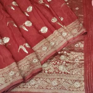 Red Crepe Silk Saree