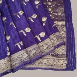 Royal Blue Crepe Silk Saree