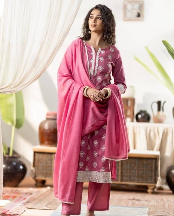 Dark Pink Stitched Suit