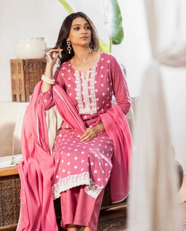 Dark Pink Office Wear Stitched Suit
