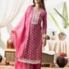 Dark Pink Office Wear Stitched Suit