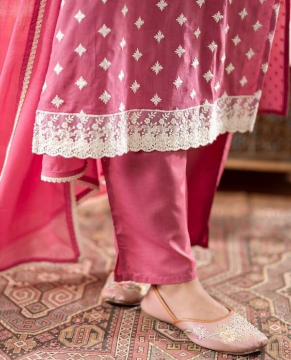 Dark Pink Office Wear Stitched Suit