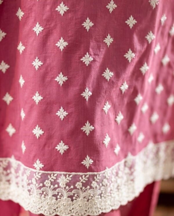 Dark Pink Office Wear Stitched Suit