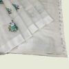 Silver Pure Linen Saree