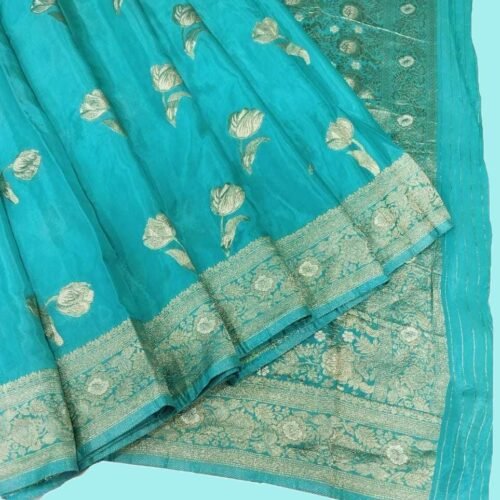 Teal Crepe Silk Saree Teal Crepe Silk Saree
