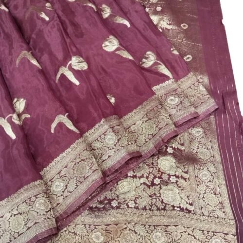 Wine Crepe Silk Saree Wine Crepe Silk Saree