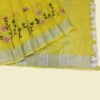 Yellow Embroidered Pure Linen Saree