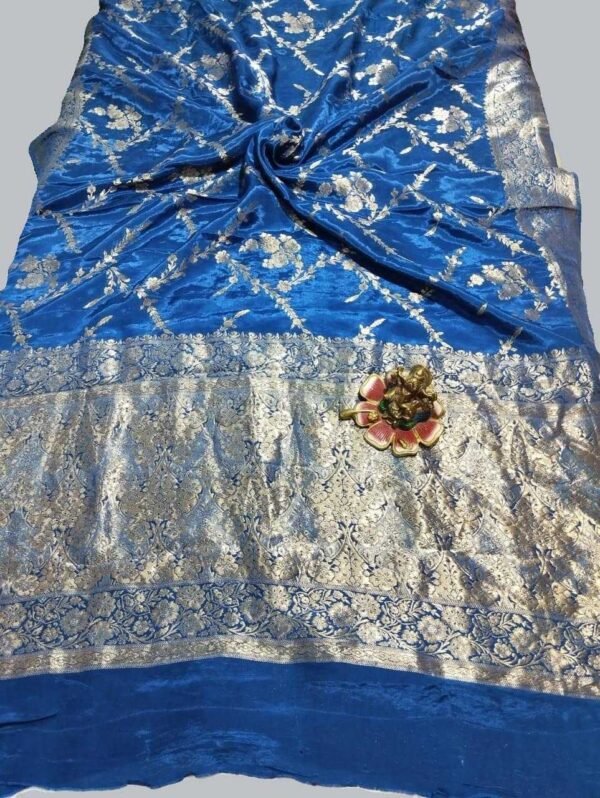 Blue Crepe Silk Saree
