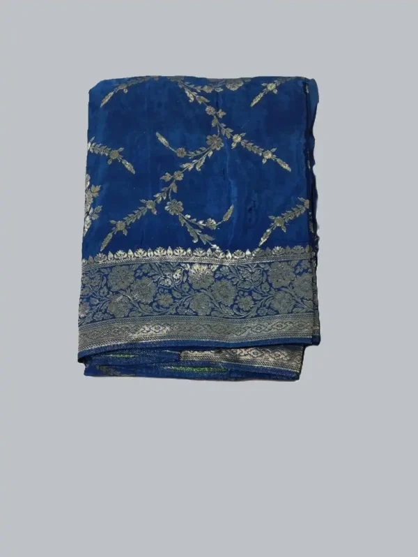 Blue Crepe Silk Saree