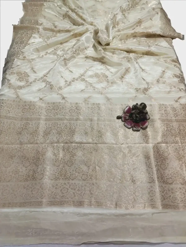 Cream Crepe Silk Saree