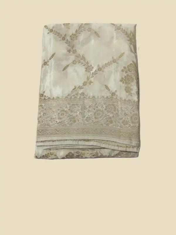 Cream Crepe Silk Saree