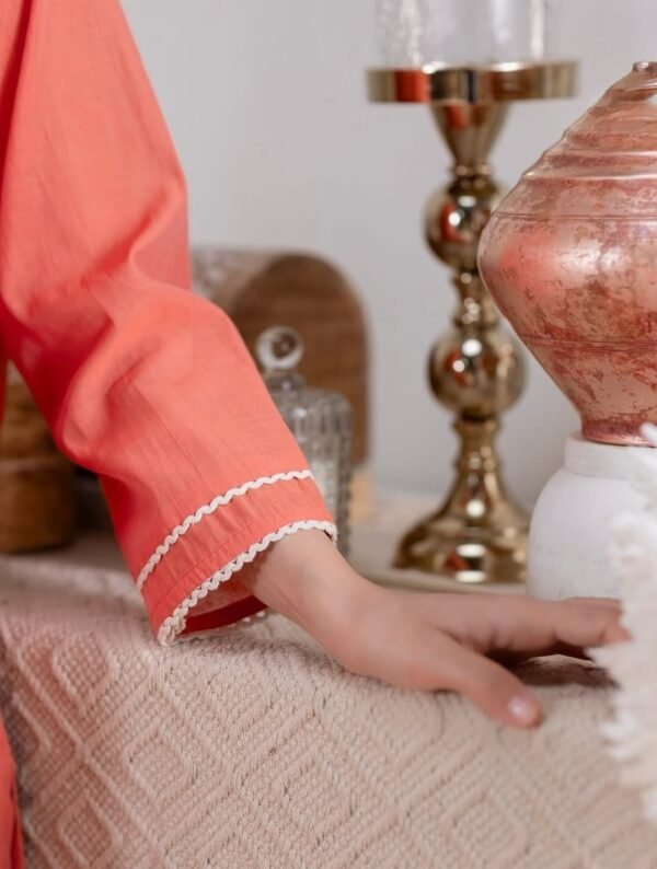 Orange stitched suit