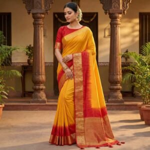 Mustard Dola Silk Saree