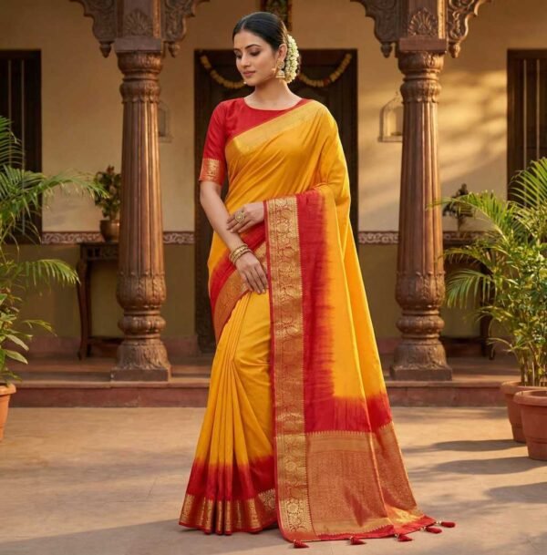 Mustard Dola Silk Saree