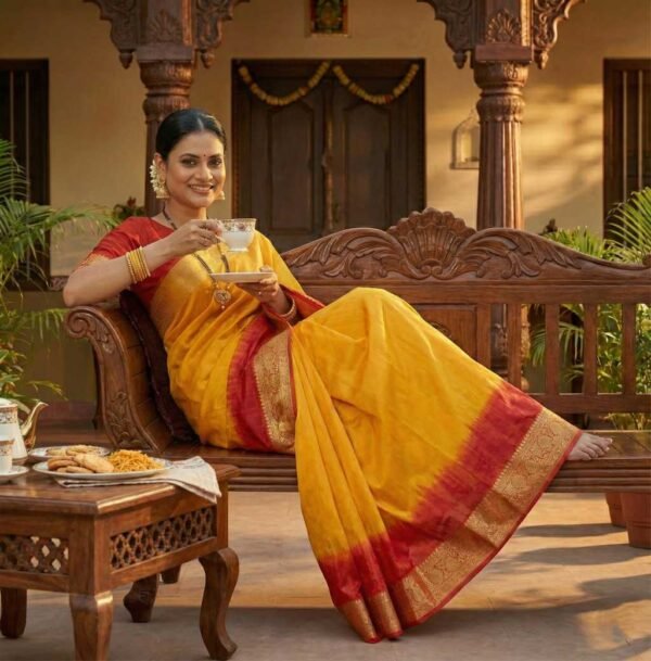 Mustard Dola Silk Saree