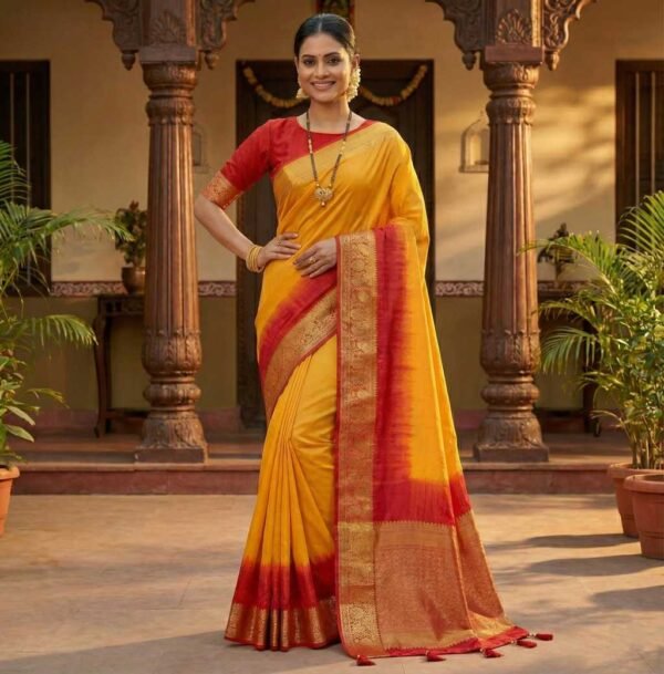 Mustard Dola Silk Saree