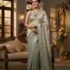 Beige Tusser Silk Saree