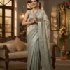 Beige Tusser Silk Saree