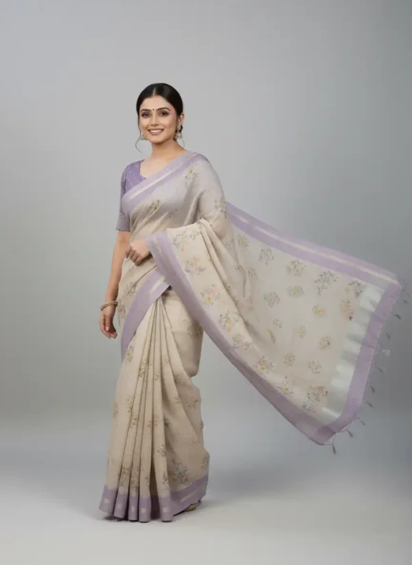 BS001897-2(4) Lavender Tusser Silk Saree