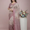 Pink Tusser Silk Saree