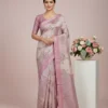 Pink Tusser Silk Saree