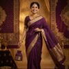 Dark Purple Dola Silk Saree