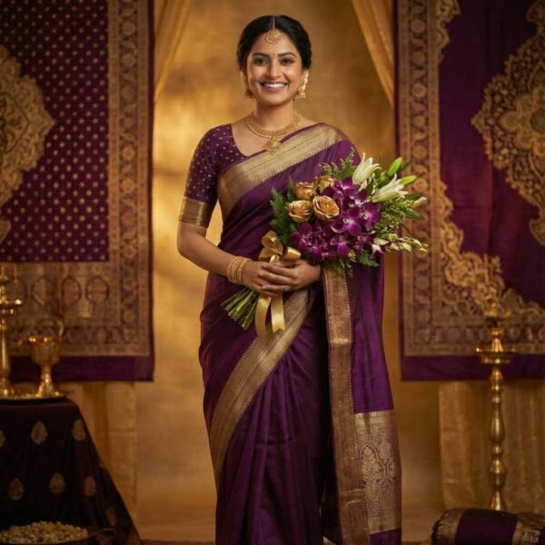Dark Purple Dola Silk Saree