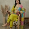 Mustard Yellow Silk Unstitched Suit