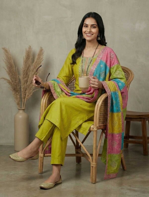 Mustard Yellow Silk Unstitched Suit
