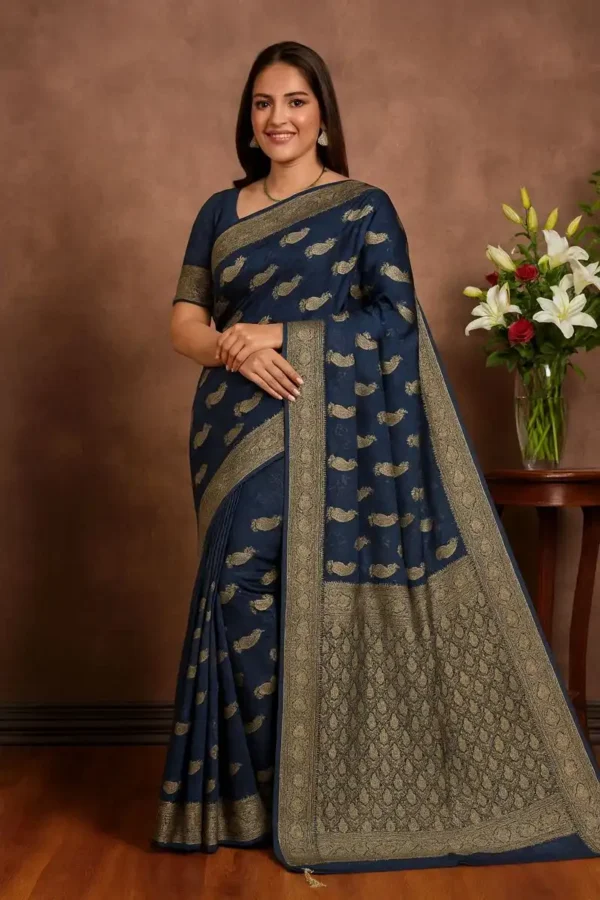 Navy Blue Silk Saree