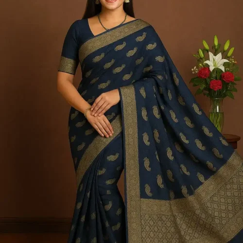 Navy Blue Silk Saree