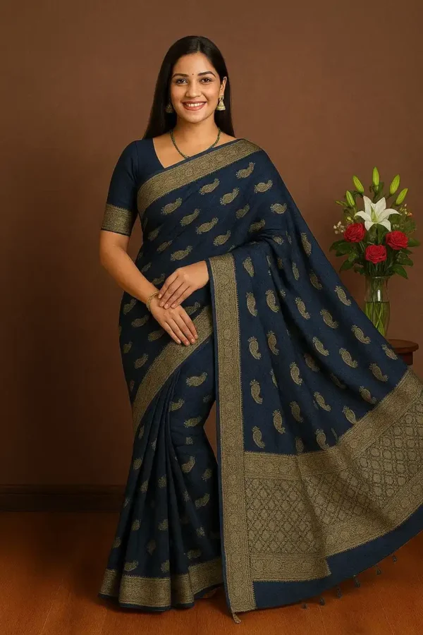 Navy Blue Silk Saree