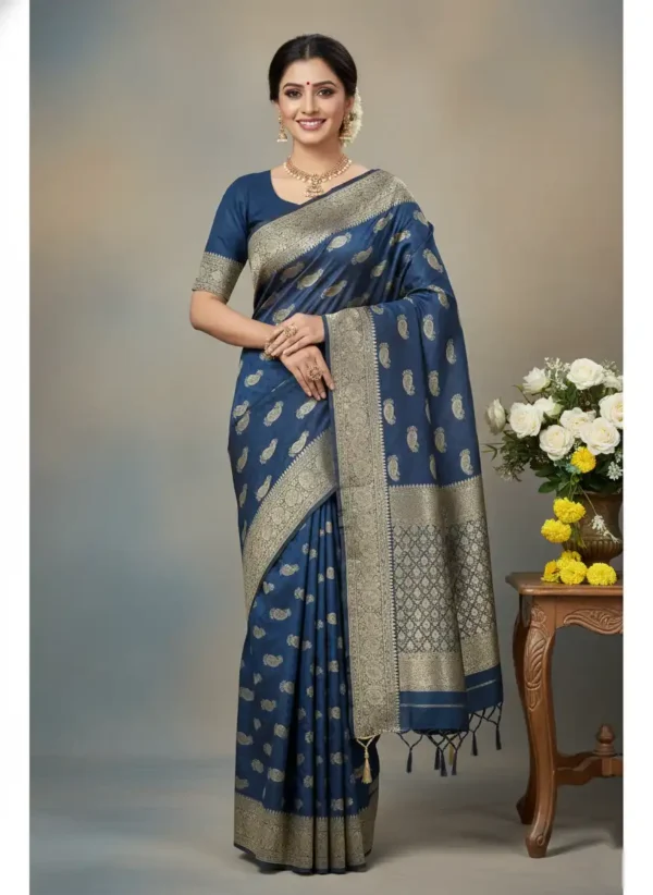 Navy Blue Silk Saree