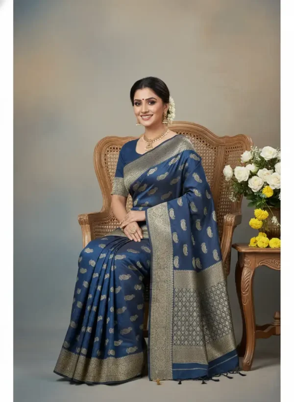 Navy Blue Silk Saree