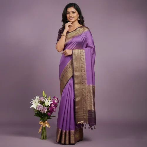 Lavender Dola Silk Saree
