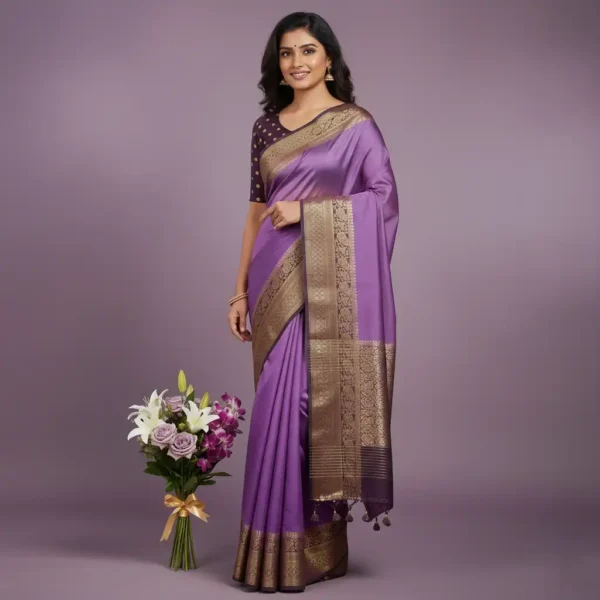 Lavender Dola Silk Saree