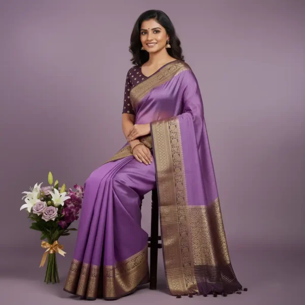 Lavender Dola Silk Saree