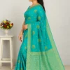 BS002181-1(2) Turquoise Blue Dola Silk Saree