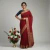Maroon Red Dola Silk Saree