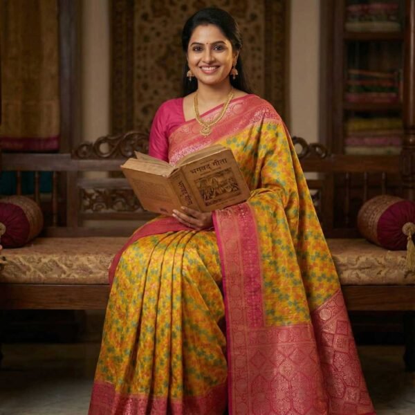 BS002187-1(4) Mustard Pink Kanjivaram Silk Saree