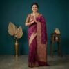 Dark Rani Cotton Silk Saree