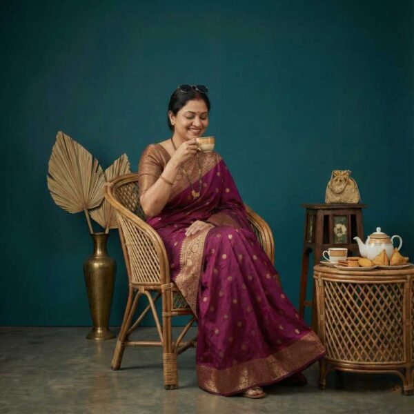 Dark Rani Cotton Silk Saree