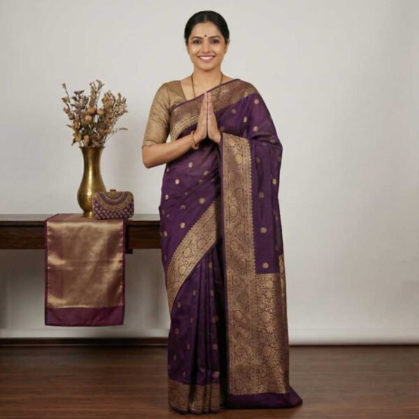 Dark Purple Cotton Silk Saree