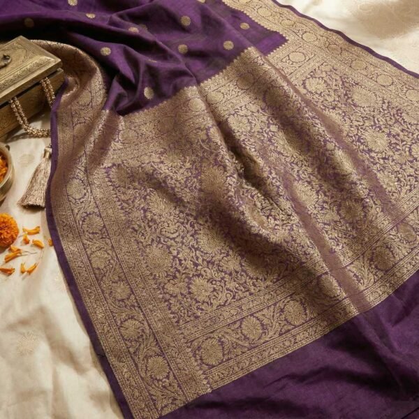 Dark Purple Cotton Silk Saree