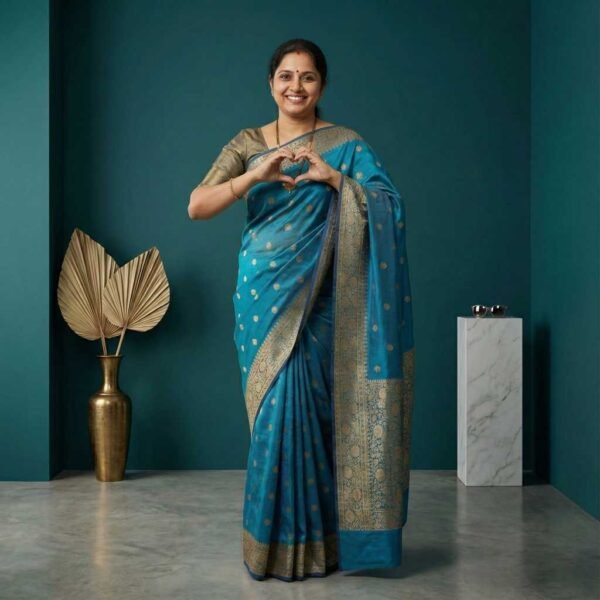 Firozi Cotton Silk Saree